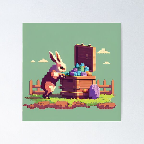 Item preview, Pixeled Easter Bunny Art  designed and sold by Moon-kid.