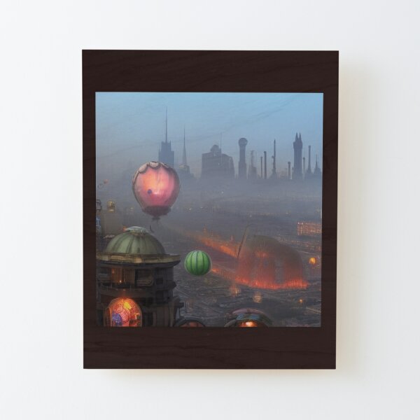 Steampunk City Disaster  Wood Mounted Print
