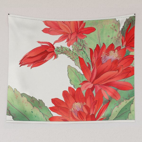 Item preview, Old Japanese Phyiiocactus flower fine painting for home decoration. designed and sold by paulo silveira.