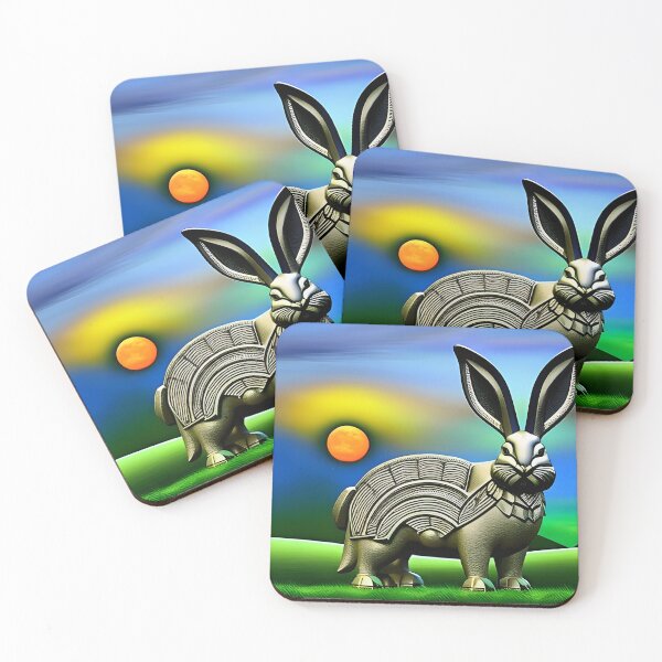 Item preview, Surreal Celtic Iron Rabbit in the Countryside at Sunset designed and sold by DreamyEscapism.
