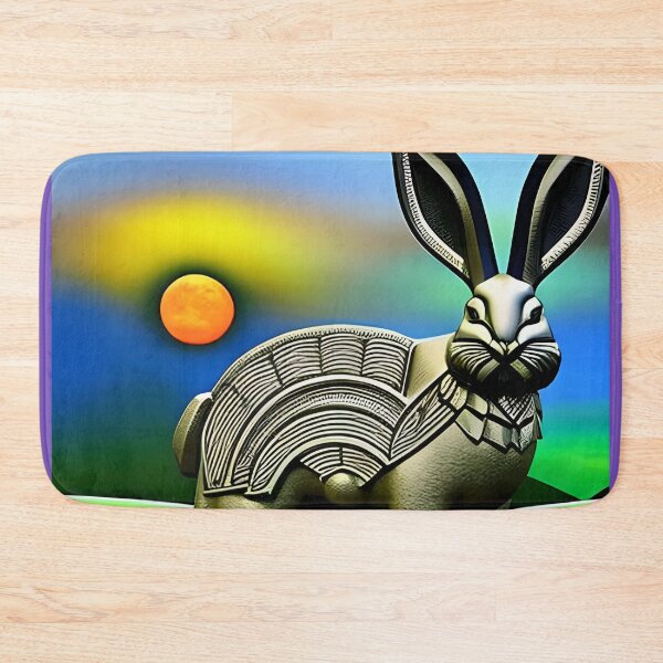 Item preview, Surreal Celtic Iron Rabbit in the Countryside at Sunset designed and sold by DreamyEscapism.