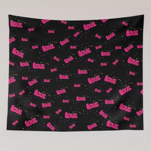 Item preview, Pink Love and Stars Pattern on Black designed and sold by HectorCantres.