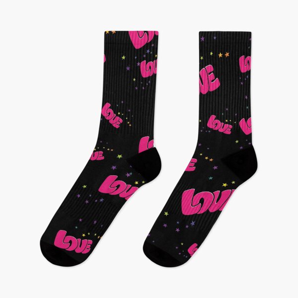 Item preview, Pink Love and Stars Pattern on Black designed and sold by HectorCantres.