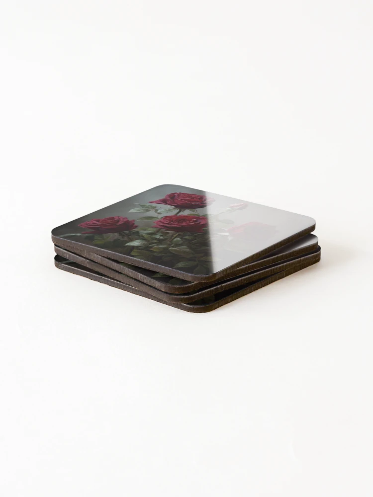 Thumbnail 4 of 5, Coasters (Set of 4), Deep Red Roses designed and sold by Vanover Designs.
