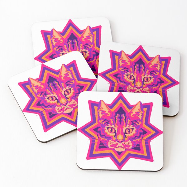 Item preview, Psychedelic cat placement- pink and orange  designed and sold by cema-textiles.