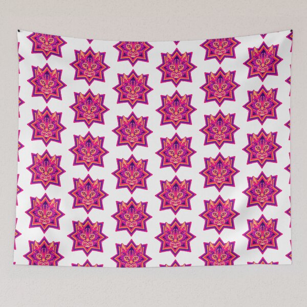 Item preview, Psychedelic cat placement- pink and orange  designed and sold by cema-textiles.