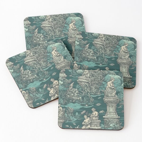 Item preview, Underwater Ancient Statues Pattern designed and sold by RooArtistry.
