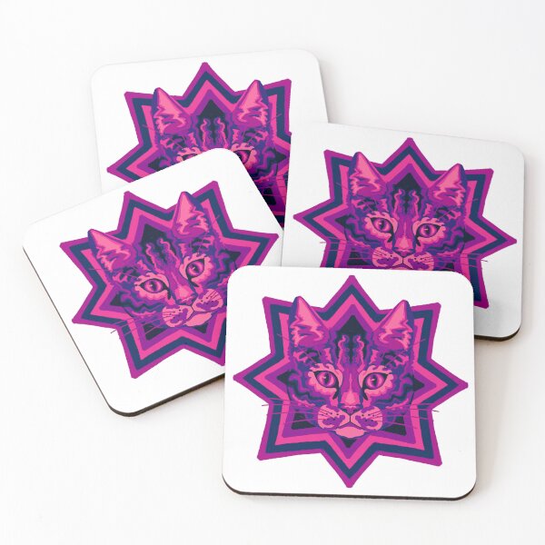 Item preview, Psychedelic cat placement- pink and purple  designed and sold by cema-textiles.