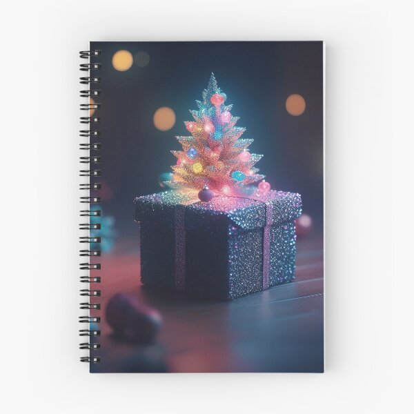 Item preview, Toy mini Christmas tree and gift box, neon lighting, bokeh background 2 designed and sold by jetaiart.