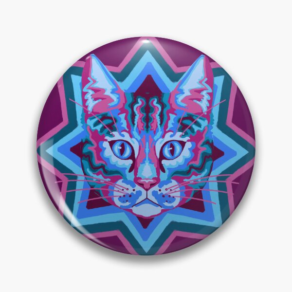 Item preview, Psychedelic cat placement- blue and pink designed and sold by cema-textiles.