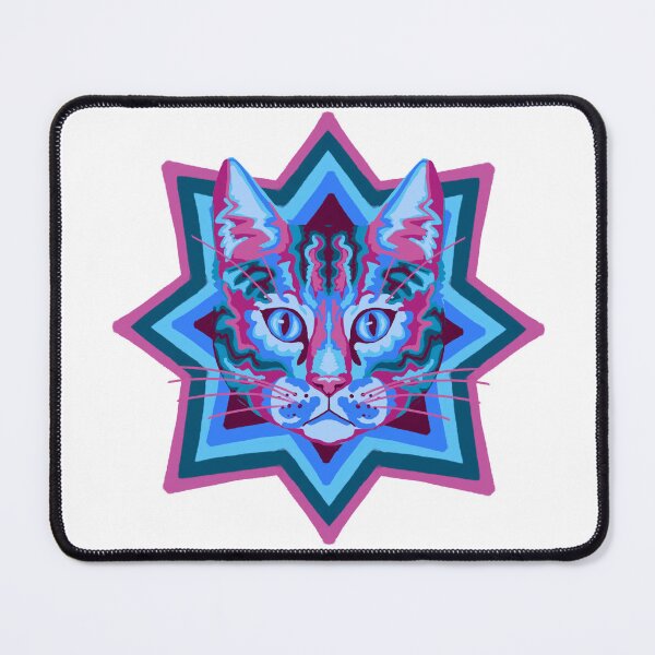 Item preview, Psychedelic cat placement- blue and pink designed and sold by cema-textiles.