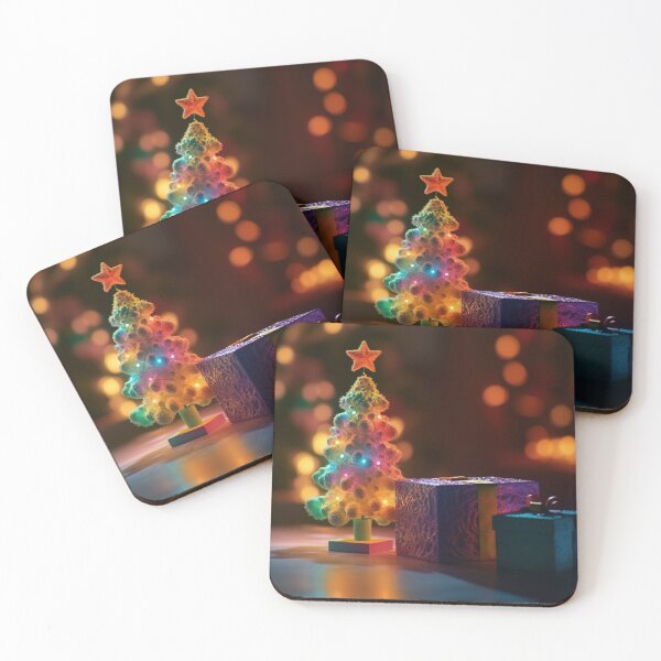 Item preview, Copy of Toy mini Christmas tree and gift box, neon lighting, bokeh background 3 designed and sold by jetaiart.