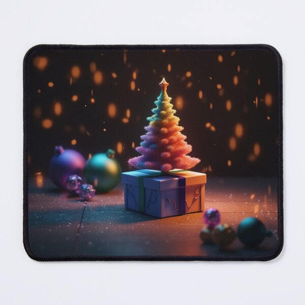 Item preview, Toy mini Christmas tree and gift box, neon lighting, bokeh background 5 designed and sold by jetaiart.