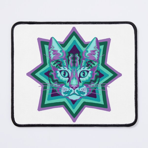 Item preview, Psychedelic cat placement- teal and purple designed and sold by cema-textiles.