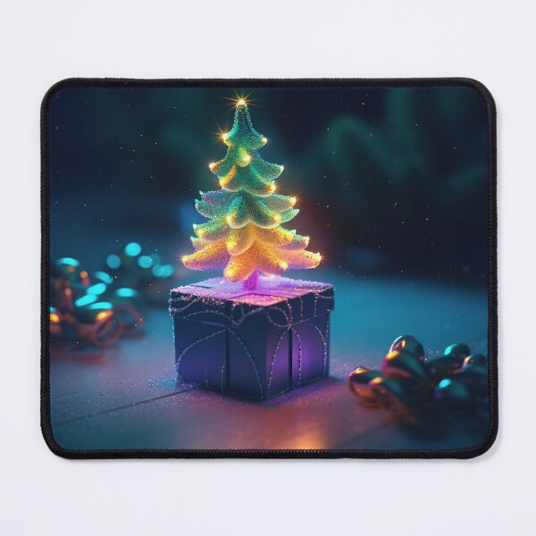 Item preview, Toy mini Christmas tree and gift box, neon lighting, bokeh background 6  designed and sold by jetaiart.