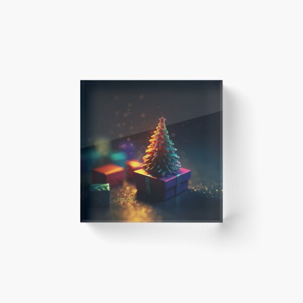 Item preview, Copy of Toy mini Christmas tree and gift box, neon lighting, bokeh background 6  designed and sold by jetaiart.