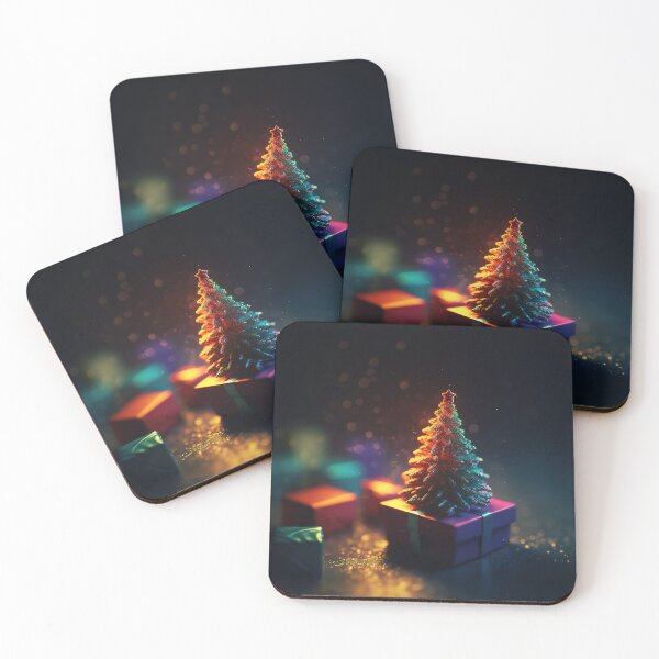 Item preview, Copy of Toy mini Christmas tree and gift box, neon lighting, bokeh background 6  designed and sold by jetaiart.