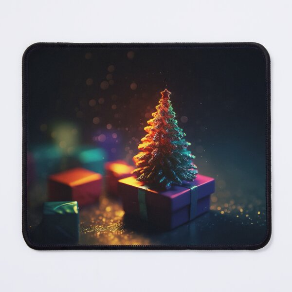 Item preview, Copy of Toy mini Christmas tree and gift box, neon lighting, bokeh background 6  designed and sold by jetaiart.
