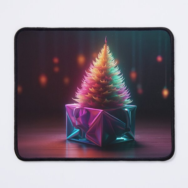 Item preview, Toy mini Christmas tree and gift box, neon lighting, bokeh background 8 designed and sold by jetaiart.