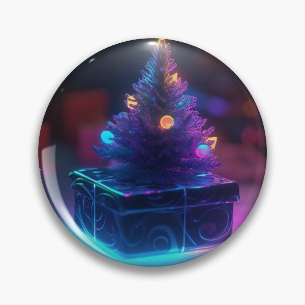 Item preview, Toy mini Christmas tree and gift box, neon lighting, bokeh background 9 designed and sold by jetaiart.