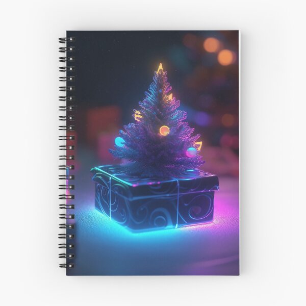 Item preview, Toy mini Christmas tree and gift box, neon lighting, bokeh background 9 designed and sold by jetaiart.