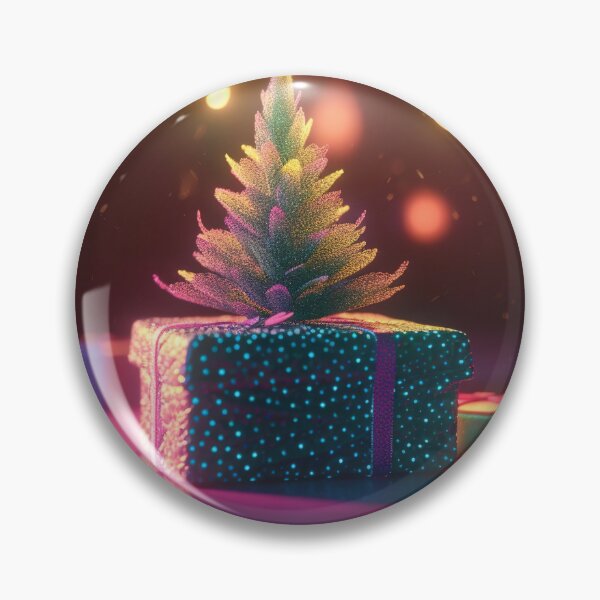 Item preview, Toy mini Christmas tree and gift box, neon lighting, bokeh background 10 designed and sold by jetaiart.