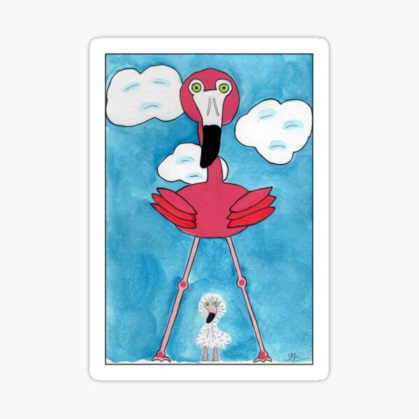 Fierce Mom Flamingo with Baby Sticker