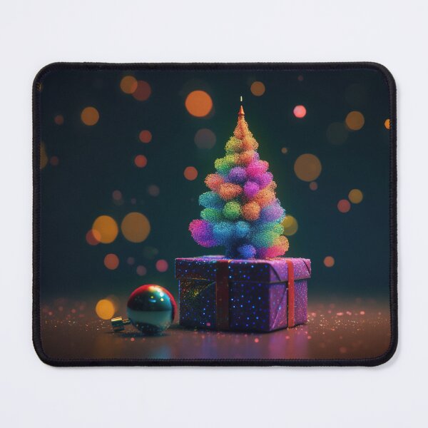 Item preview, Toy mini Christmas tree and gift box, neon lighting, bokeh background 11 designed and sold by jetaiart.