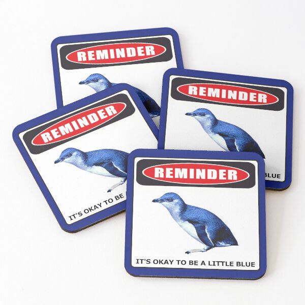 Item preview, Reminder danger sign it's okay to be a little blue penguin (Blue #0F1D7B background)  designed and sold by SBPenguins.