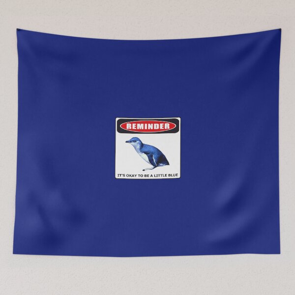 Item preview, Reminder danger sign it's okay to be a little blue penguin (Blue #0F1D7B background)  designed and sold by SBPenguins.