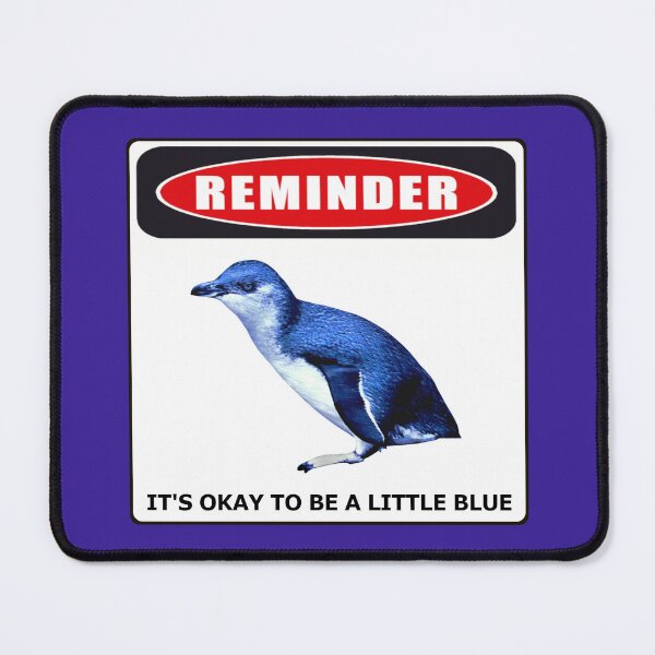 Item preview, Reminder danger sign it's okay to be a little blue penguin (Dark Purple #3A2096 background)  designed and sold by SBPenguins.