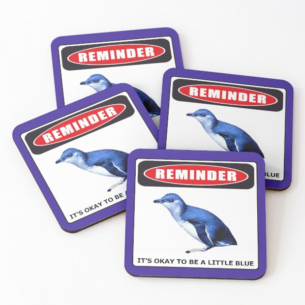 Item preview, Reminder danger sign it's okay to be a little blue penguin (Dark Purple #3A2096 background)  designed and sold by SBPenguins.