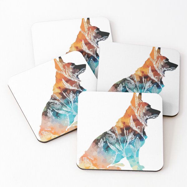 Item preview, A German Shepherd Overlaid with Bohemian Pattern in Watercolor - Boho Animals designed and sold by GVRDesign.