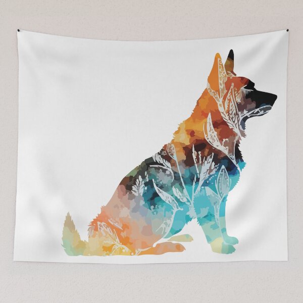 Item preview, A German Shepherd Overlaid with Bohemian Pattern in Watercolor - Boho Animals designed and sold by GVRDesign.
