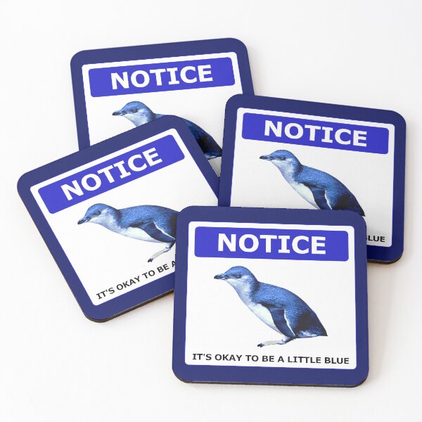 Item preview, Notice it's okay to be a little blue penguin (Dark Blue #060D5B background) designed and sold by SBPenguins.