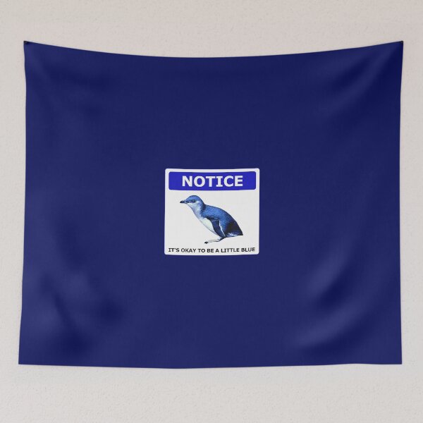 Item preview, Notice it's okay to be a little blue penguin (Dark Blue #060D5B background) designed and sold by SBPenguins.