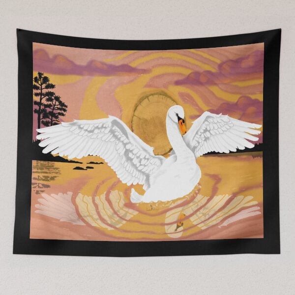 Item preview, Beautiful Swan and Sunset  designed and sold by cameoivory.