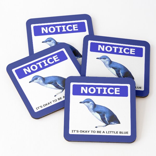 Item preview, Notice it's okay to be a little blue penguin (Blue #0F1D7B background) designed and sold by SBPenguins.