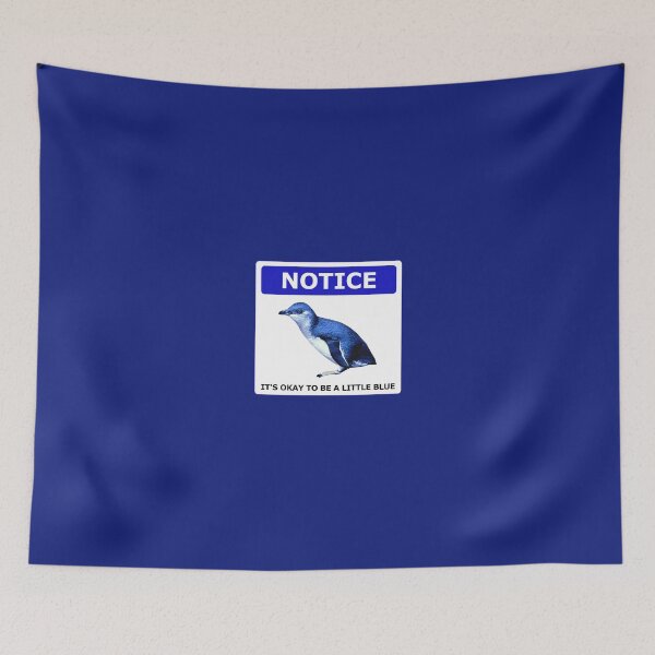 Item preview, Notice it's okay to be a little blue penguin (Blue #0F1D7B background) designed and sold by SBPenguins.