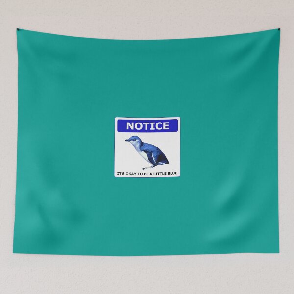 Item preview, Notice it's okay to be a little blue penguin (Teal #03A096 background) designed and sold by SBPenguins.