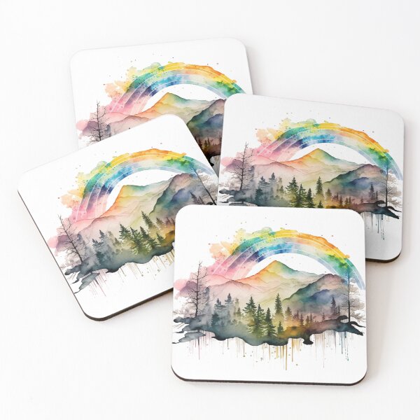 Item preview, Rainbow Pastel Mountain Watercolor designed and sold by FoxfireStardust.