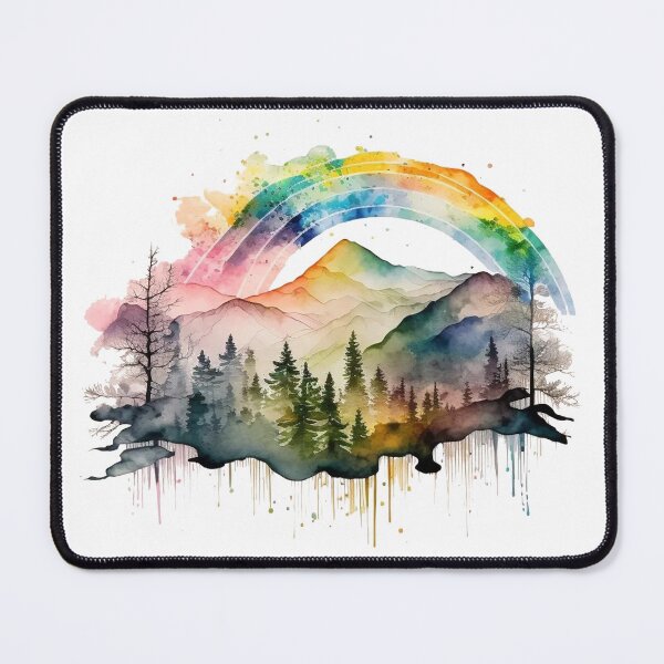 Item preview, Rainbow Pastel Mountain Watercolor designed and sold by FoxfireStardust.