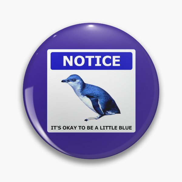 Item preview, Notice it's okay to be a little blue penguin (Dark Purple #3A2096 background) designed and sold by SBPenguins.