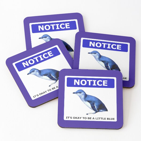 Item preview, Notice it's okay to be a little blue penguin (Dark Purple #3A2096 background) designed and sold by SBPenguins.