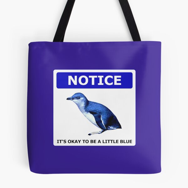 Item preview, Notice it's okay to be a little blue penguin (Dark Purple #3A2096 background) designed and sold by SBPenguins.