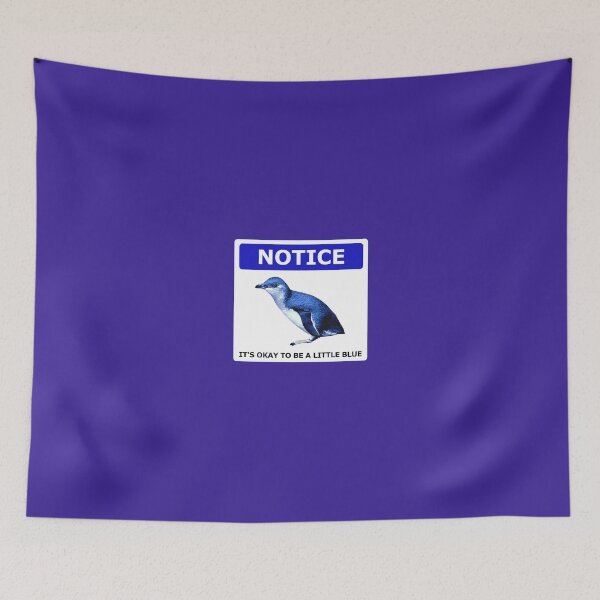 Item preview, Notice it's okay to be a little blue penguin (Dark Purple #3A2096 background) designed and sold by SBPenguins.
