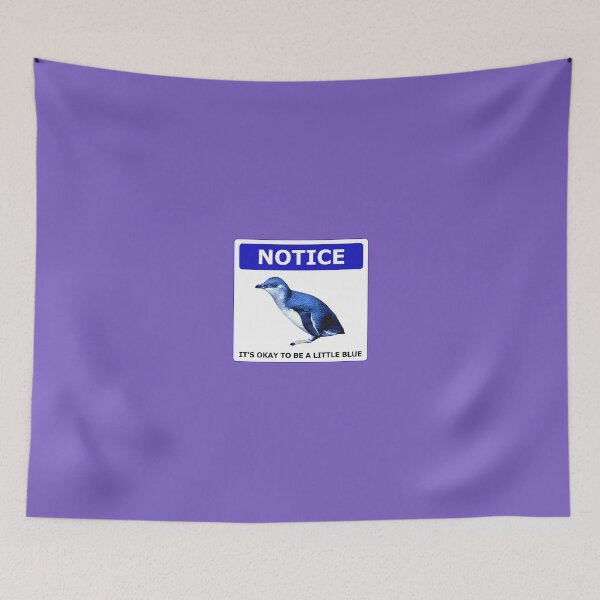 Item preview, Notice it's okay to be a little blue penguin (Light Purple #795FC1 background) designed and sold by SBPenguins.