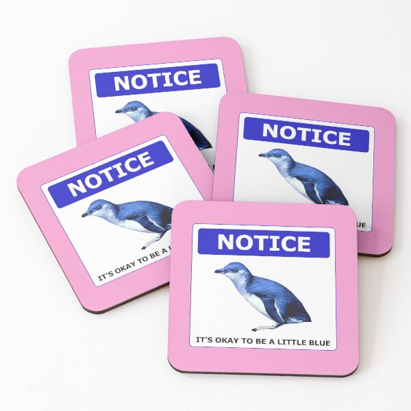 Item preview, Notice it's okay to be a little blue penguin (Pink #F699CD background) designed and sold by SBPenguins.