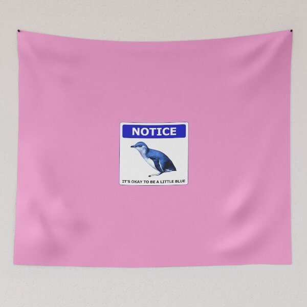 Item preview, Notice it's okay to be a little blue penguin (Pink #F699CD background) designed and sold by SBPenguins.