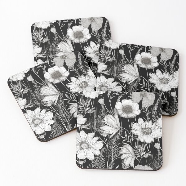 Item preview, Black and White Floral Print designed and sold by Krizelle Flores.